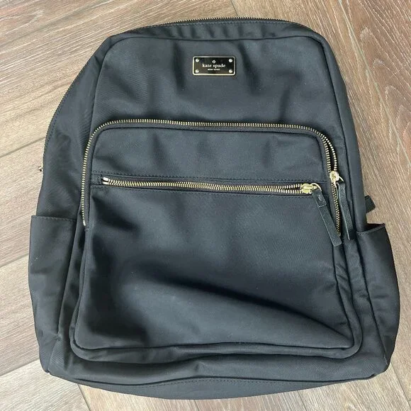kate spade Black Nylon Backpack with Gold Hardware Accents Kate Spade Black Carter Nylon Large Backpack with Gold  main image 2